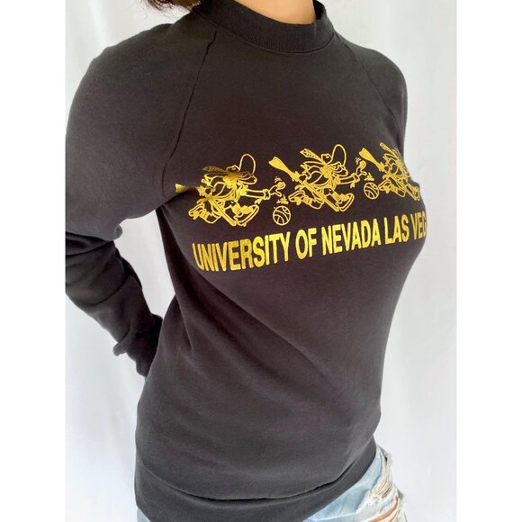 90s vintage black las vegas university collegiate varsity pullover sweatshirt - Picture 4 of 8